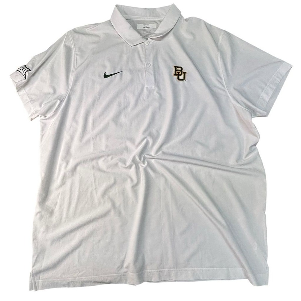 Nike Men's 2XL White Baylor University Dri-FIT Polo‎ Shirt Team Issued